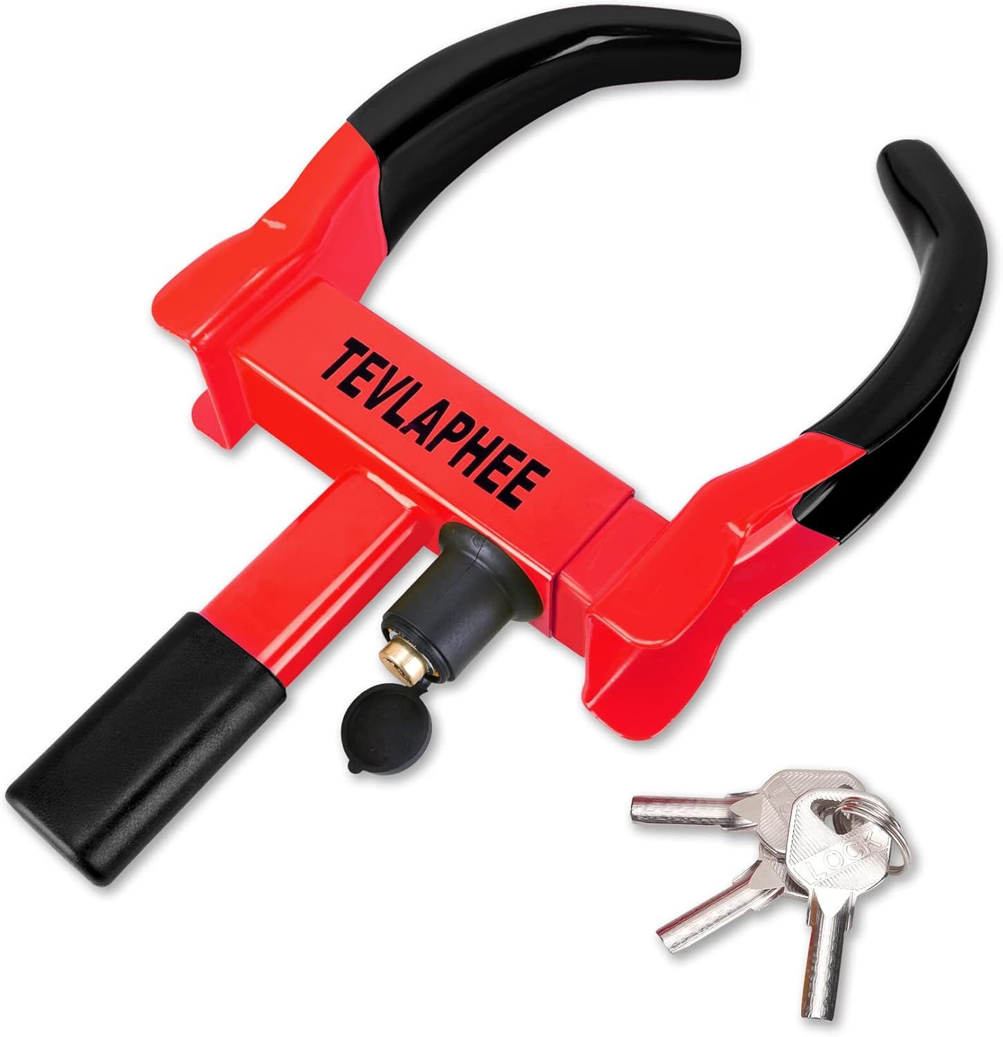 Car, SUV &amp; Trailer Wheel Lock Anti Theft Clamp with 3 Keys (Black-red)