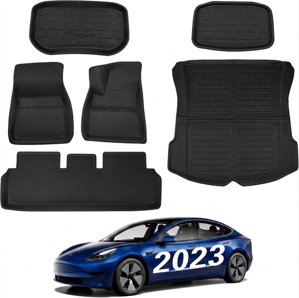 Tesla Model 3 2020-2023 Floor Mats NEV CarPro All-Weather Interior Liners 6 Pcs