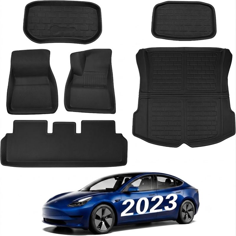 Tesla Model 3 2020-2023 Floor Mats NEV CarPro All-Weather Interior Liners 6 Pcs