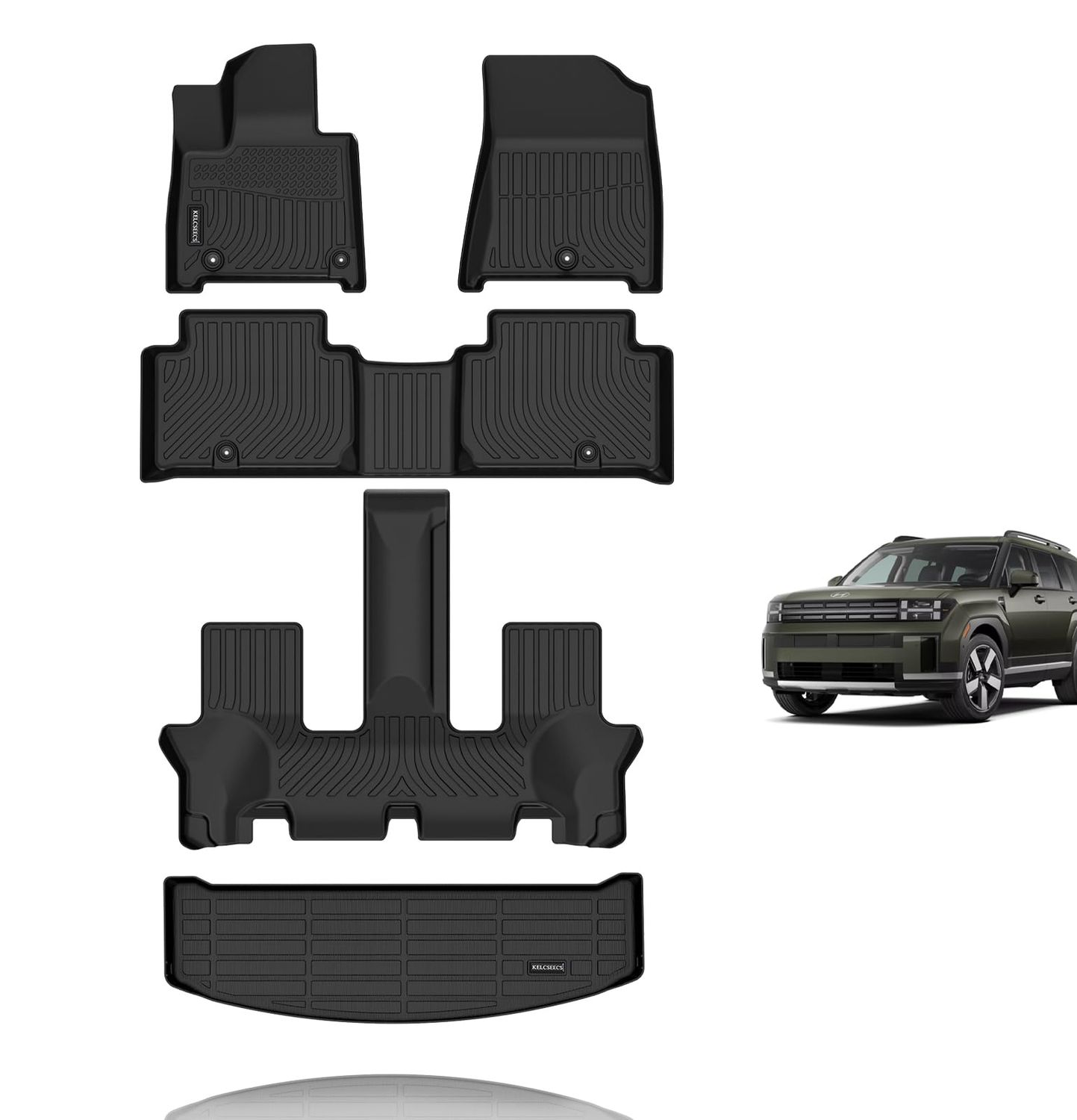 Hyundai Santa Fe 2024-2025  (Not fit Hybrid)  All Weather Floor Mats &amp; Cargo Liner