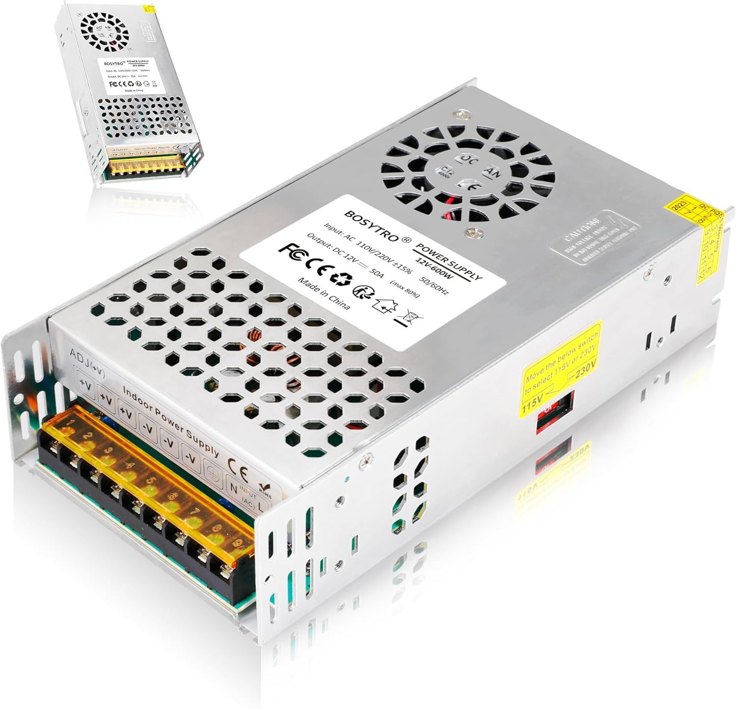 600W-12V Power Supply – 50A DC Switching Adapter for LED Strips, CCTV, Computer, Security System