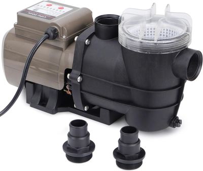 Swimming Pool Pump with Built-In Timer / Filter Basket Low Noise for Pools, Hot Tub &amp; Spa