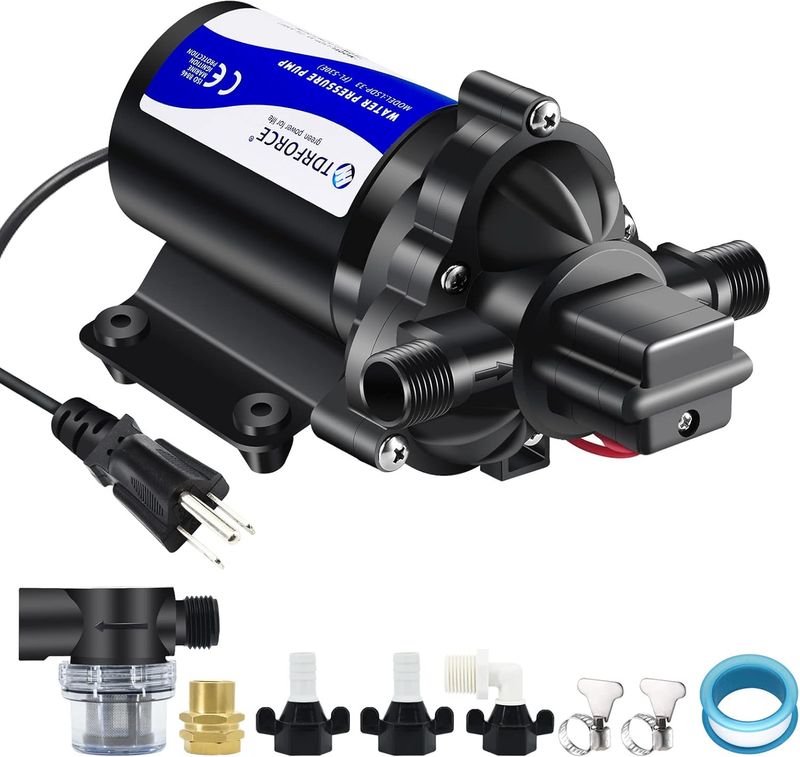 High Pressure 110V Water Pump – 4GPM Self-Priming Diaphragm Pump for Kitchen, Bathroom, Marine