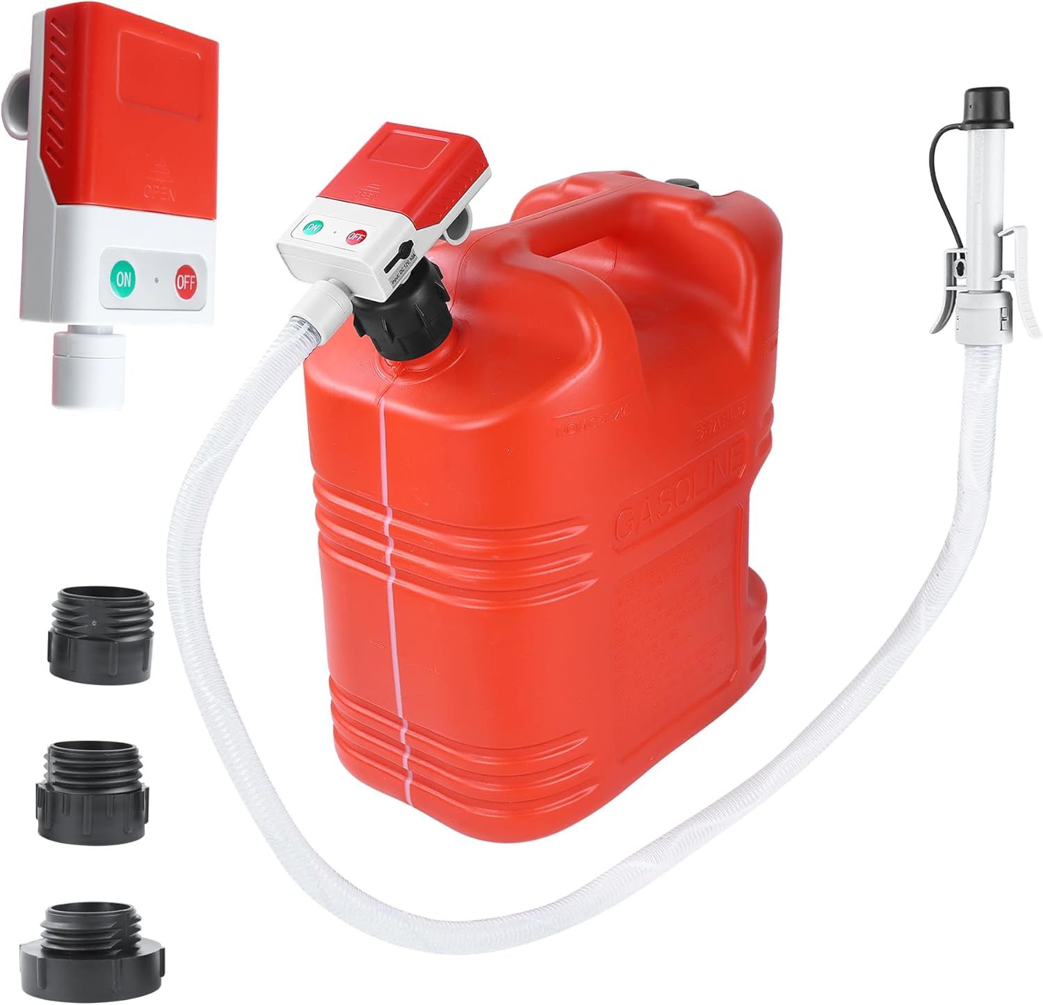 Fuel Transfer Pump 3.8 GPM with Auto-Stop Nozzle &amp; 51" Hose For Gasoline, Diesel &amp; Oil