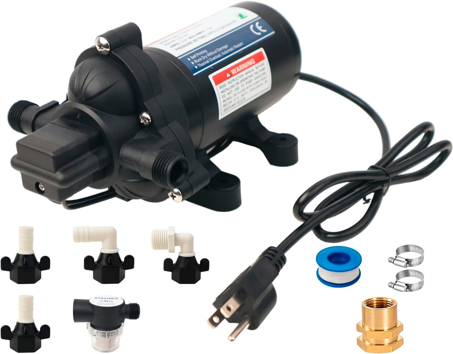 115V Water Pressure Pump – Automatic 4.0GPM 45PSI Diaphragm Pump for Home, RV, Boat, Truck &amp; More