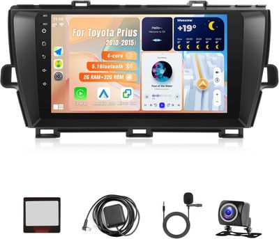 Toyota Prius 2010–2015 Screen 9 Inch With Android Stereo, CarPlay, GPS, Wi-Fi And Backup Camera