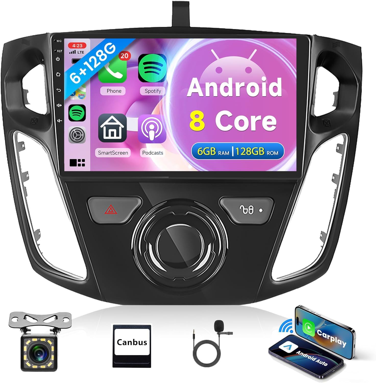 Ford Focus 2012-2018 Car Stereo with Carplay, Android &amp; Backup Camera