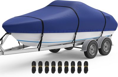 14Ft - 16Ft  Trailerable Boat Cover for Tri-Hull, V-Hull, Fish &amp; Ski, Runabout Boats