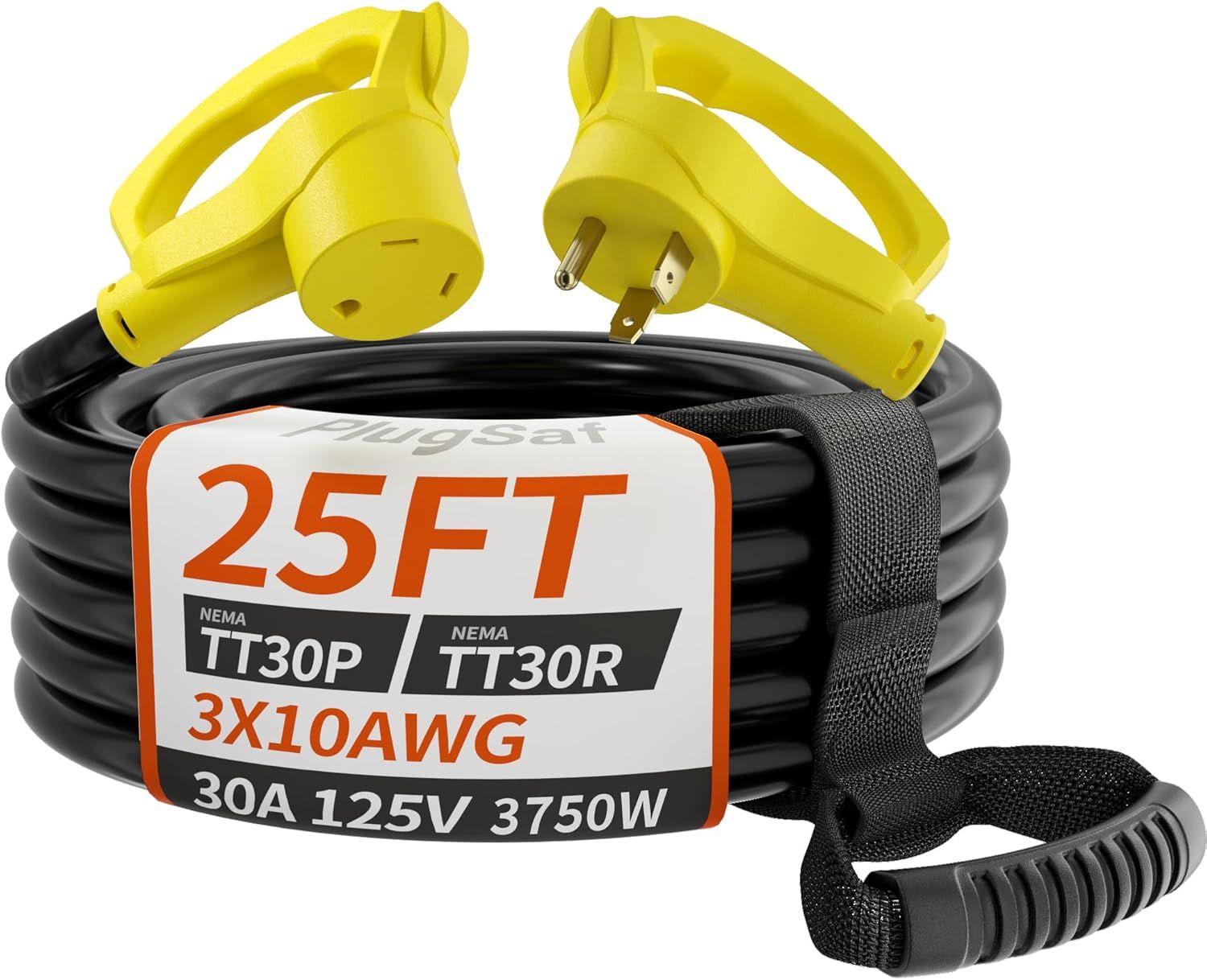 25FT RV Extension Cord – 30 Amp Waterproof STW Cable with Easy-Grip Plug