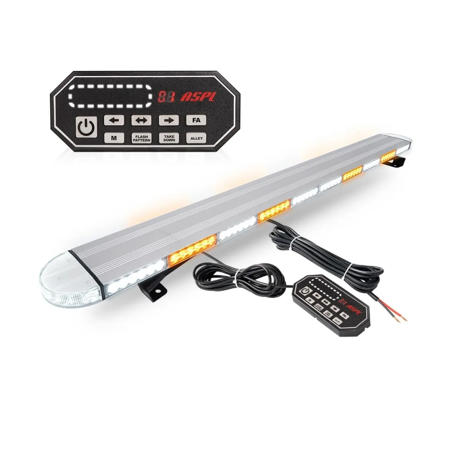 49" Rooftop Strobe Light Bar Amber/White for Trucks, Tow, Construction &amp; Utility Vehicles