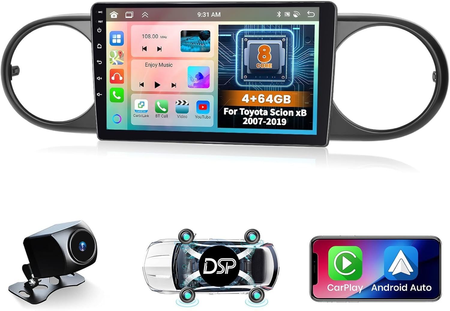Toyota Scion xB 2007-2019 Car Stereo with Carplay, Android &amp; Backup Camera