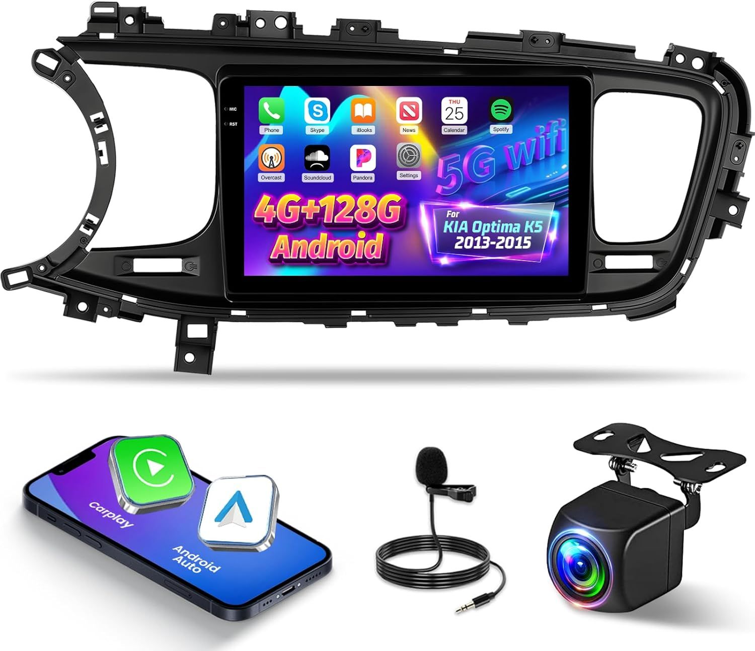 KIA Optima K5 2013–2015 Car Stereo with CarPlay, Android &amp; Backup Camera