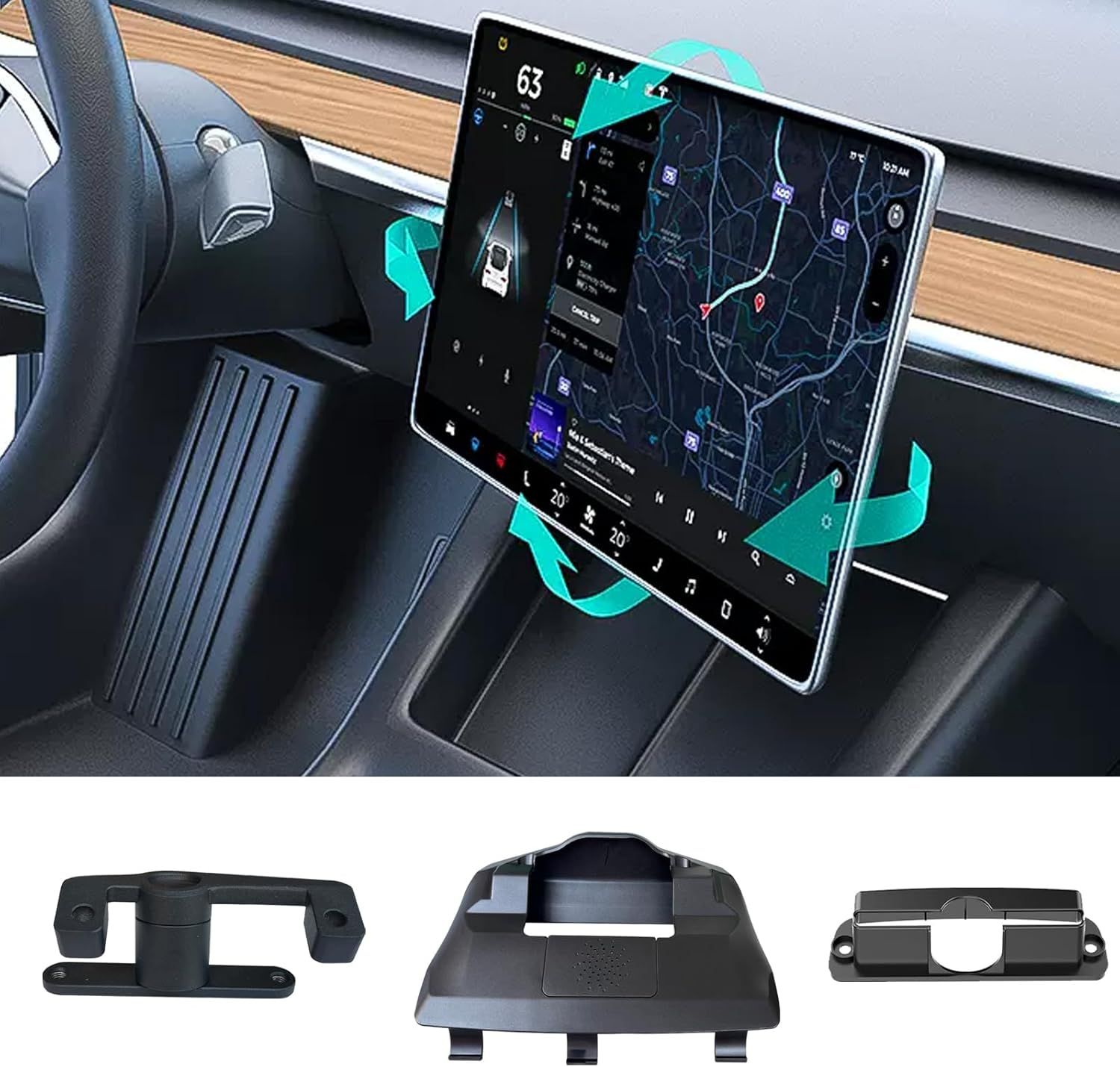 Tesla Model 3 2017–2023 &amp; Model Y 2020–2024 Screen Tilt Swivel Hinge Mount