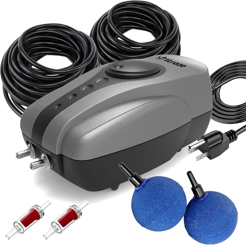 Pond Aerator Pump Complete Kit for Fish Ponds Improves Oxygen and Water Quality