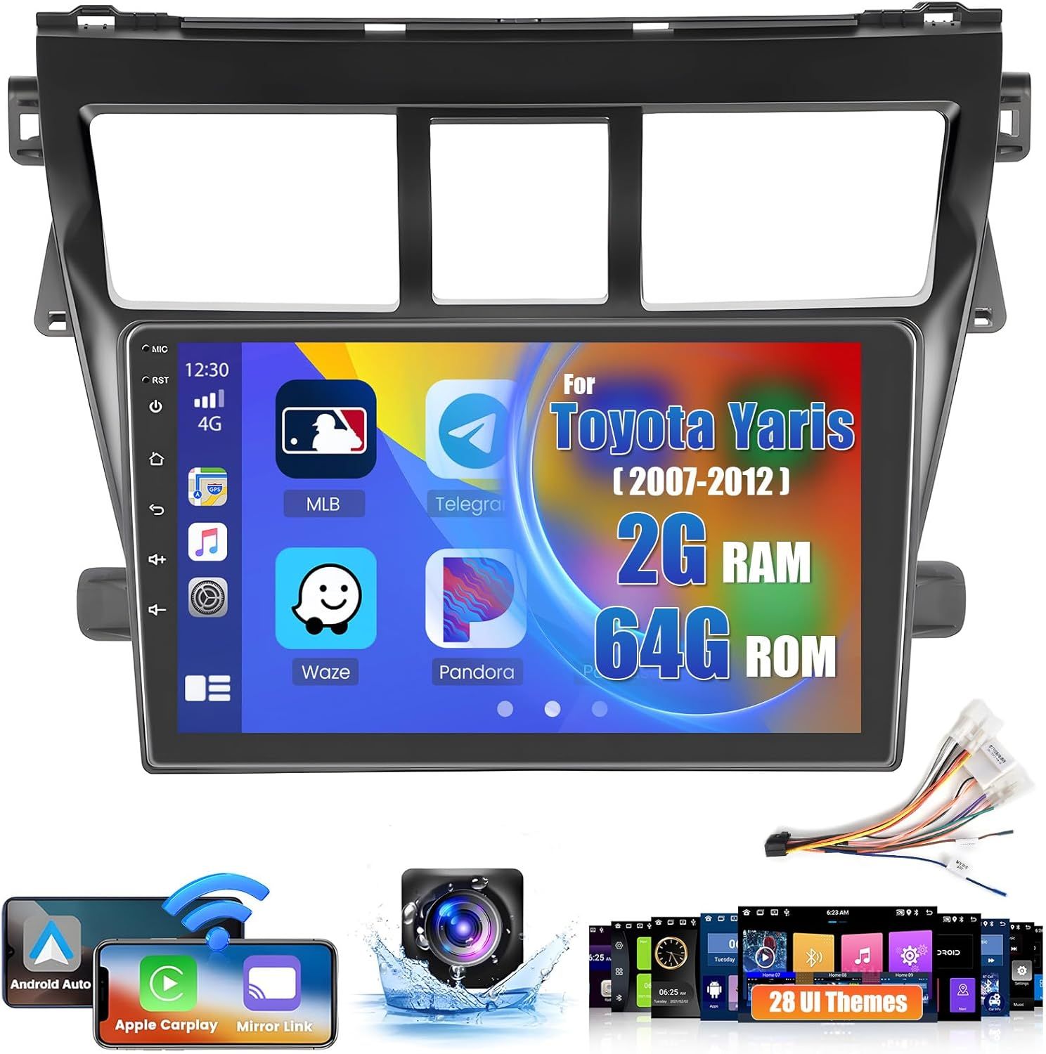 Toyota Yaris Vios 2007–2012 Car Stereo 9” Android 13 Touchscreen Wireless CarPlay &amp; Camera