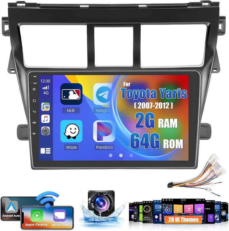 Toyota Yaris Vios 2007–2012 Car Stereo 9” Android 13 Touchscreen Wireless CarPlay &amp; Camera