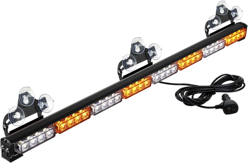 36 Inch Strobe LED Traffic Advisor Warning Light Bar (Amber/White) for Tow Trucks and Work Vehicles