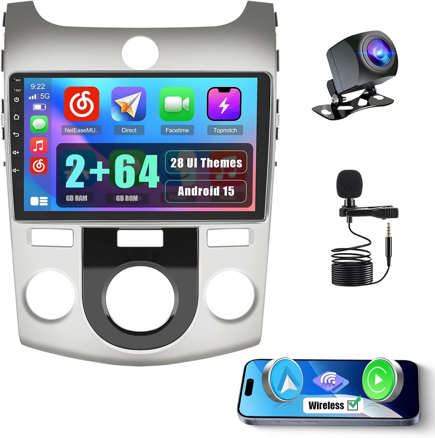 Kia Forte/Cerato/K3 2008–2012 Touchscreen Stereo Wireless CarPlay Android Auto &amp; Backup Camera