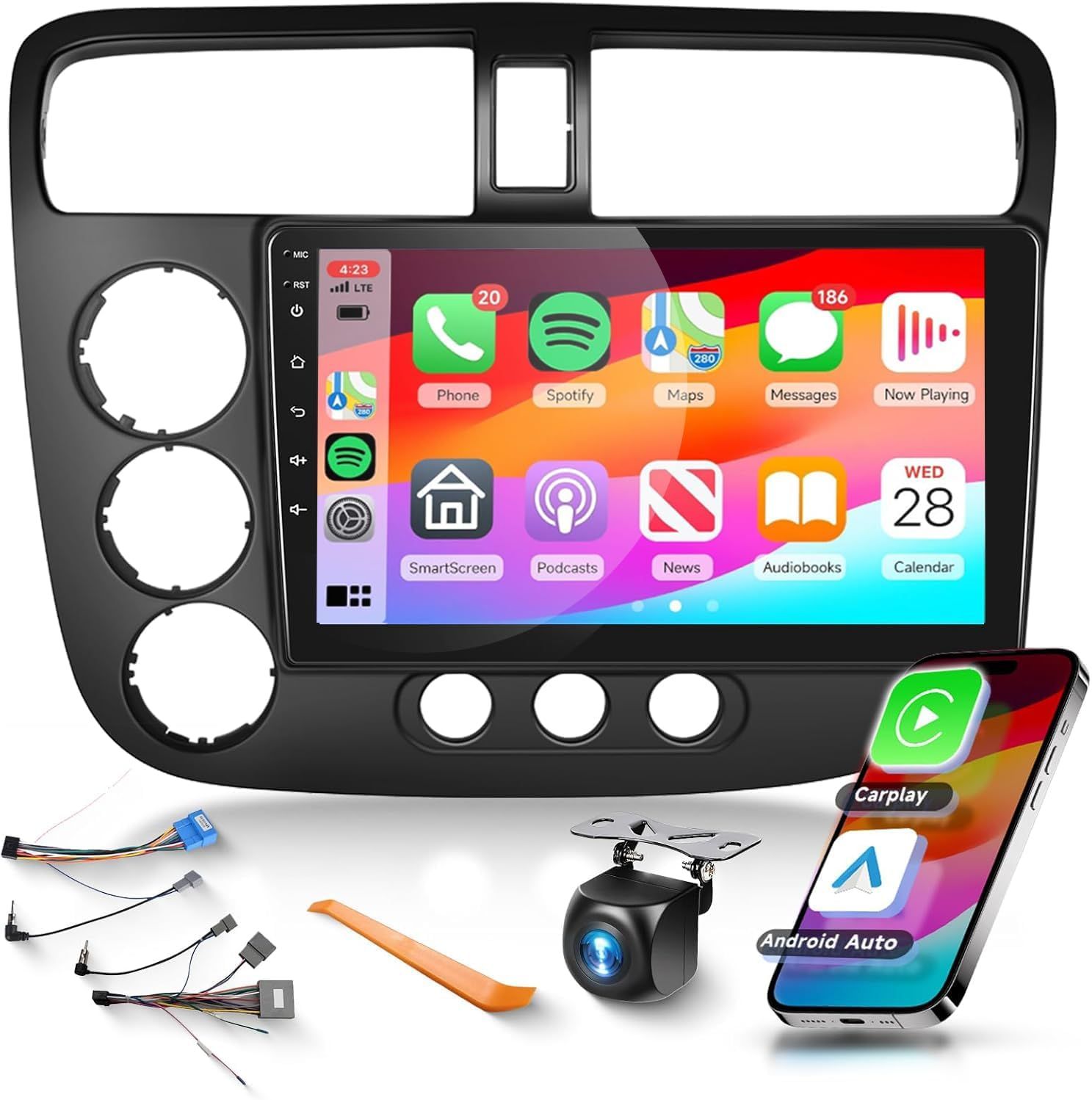 Honda Civic 2001–2005 Car Radio 9in Display with Bluetooth, Wi-Fi, GPS &amp; Backup Camera