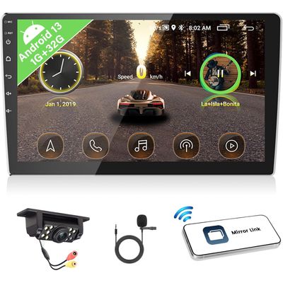 Double Din Car Stereo 10 inch Touchscreen with Wireless CarPlay, Android Auto &amp; Backup Camera
