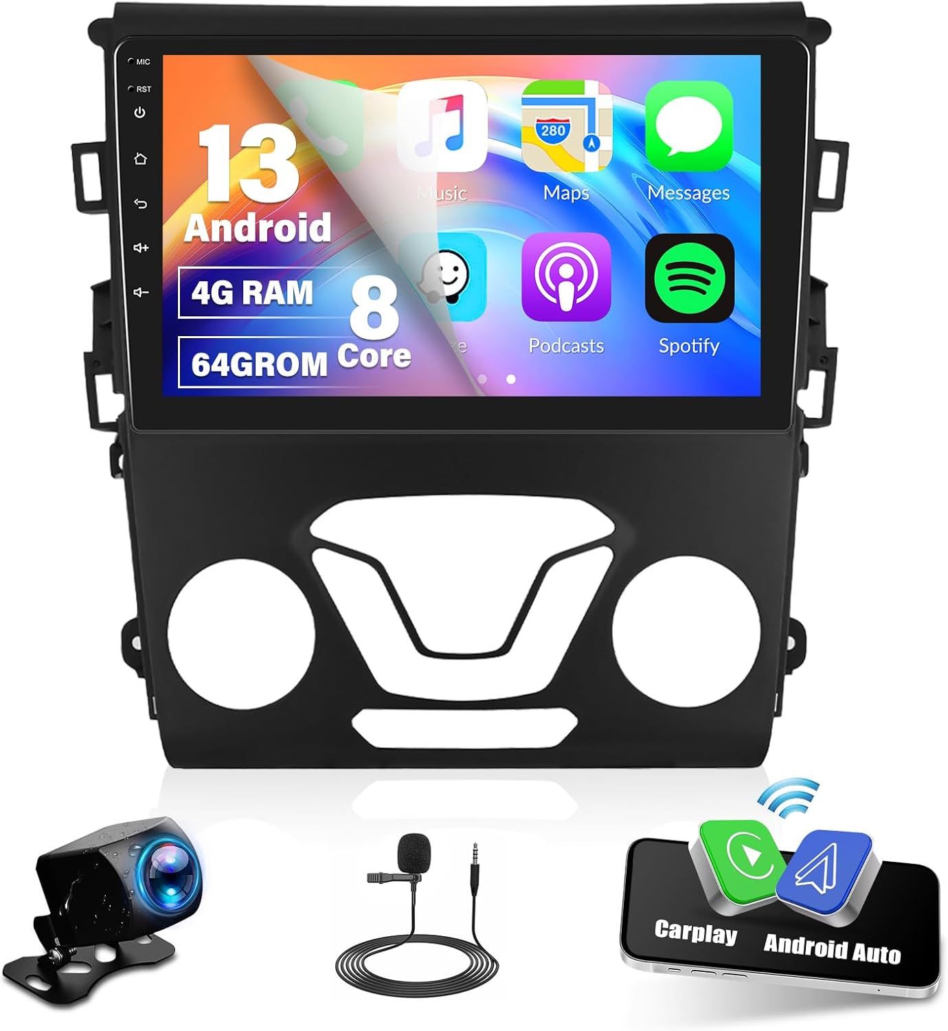 Ford Fusion 2013-2019 4G+64G Touchscreen Android Car Stereo with Wireless CarPlay &amp; Backup Camera