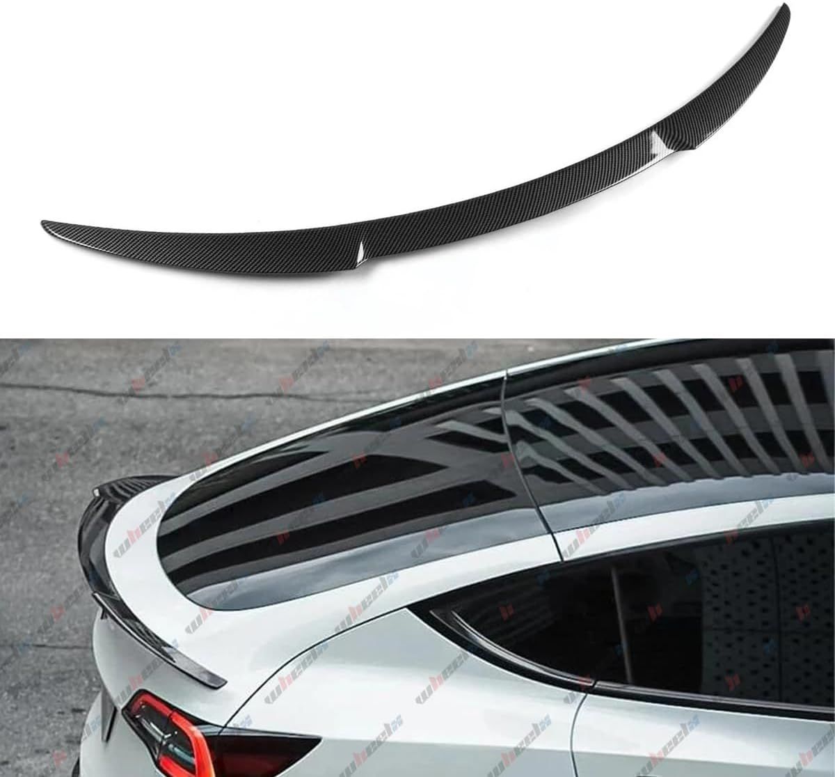 Tesla Model Y 2020-2024 Sport Rear Spoiler Tail Wing Upgrade With Carbon Fiber Look