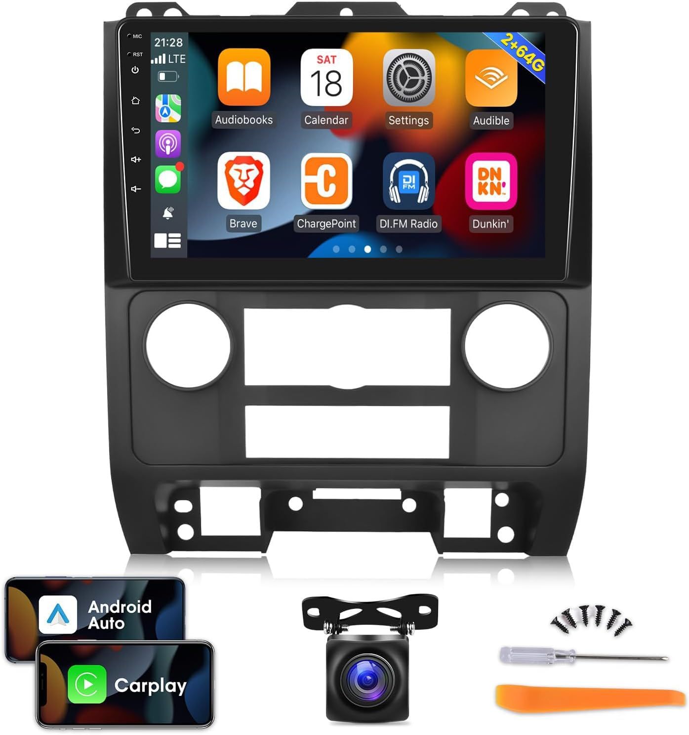 Ford Escape 2007–2012 Android Car Radio with 9 Inch Touch Screen, CarPlay &amp; Backup Camera