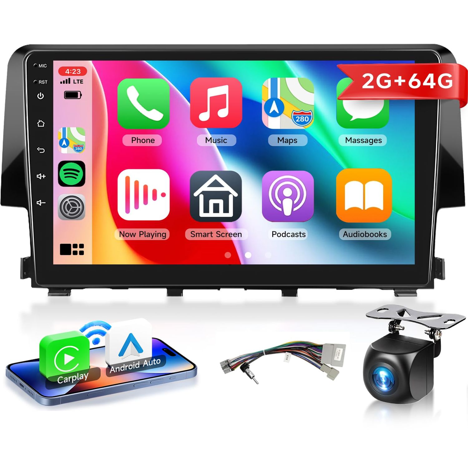 Honda Civic 2016–2020 Android Car Radio 9 Inch Touch Screen with CarPlay &amp; Backup Camera