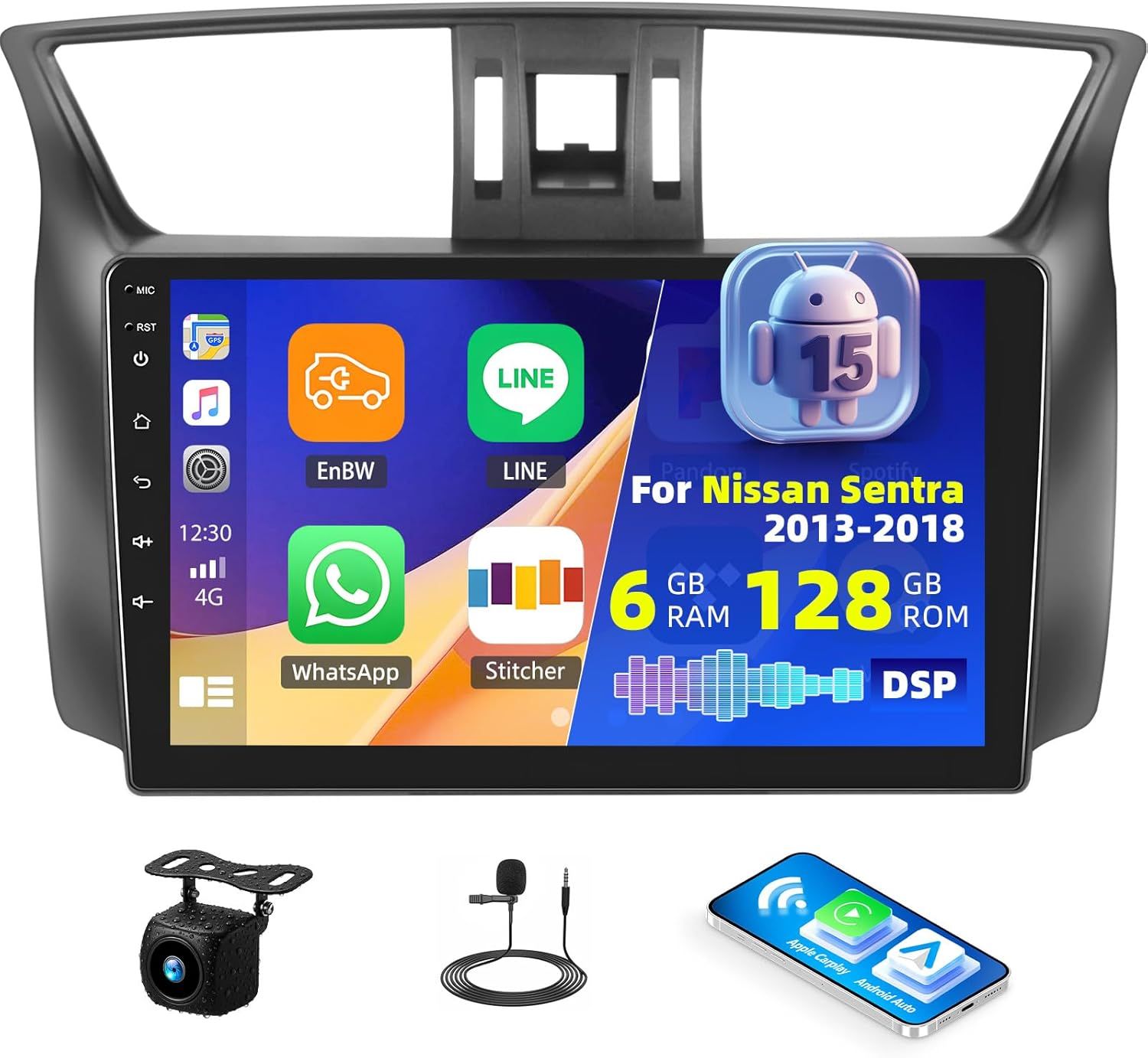 Nissan Sentra 2013–2015 Android Car Radio 10.1 Inch Touchscreen with CarPlay &amp; Backup Camera