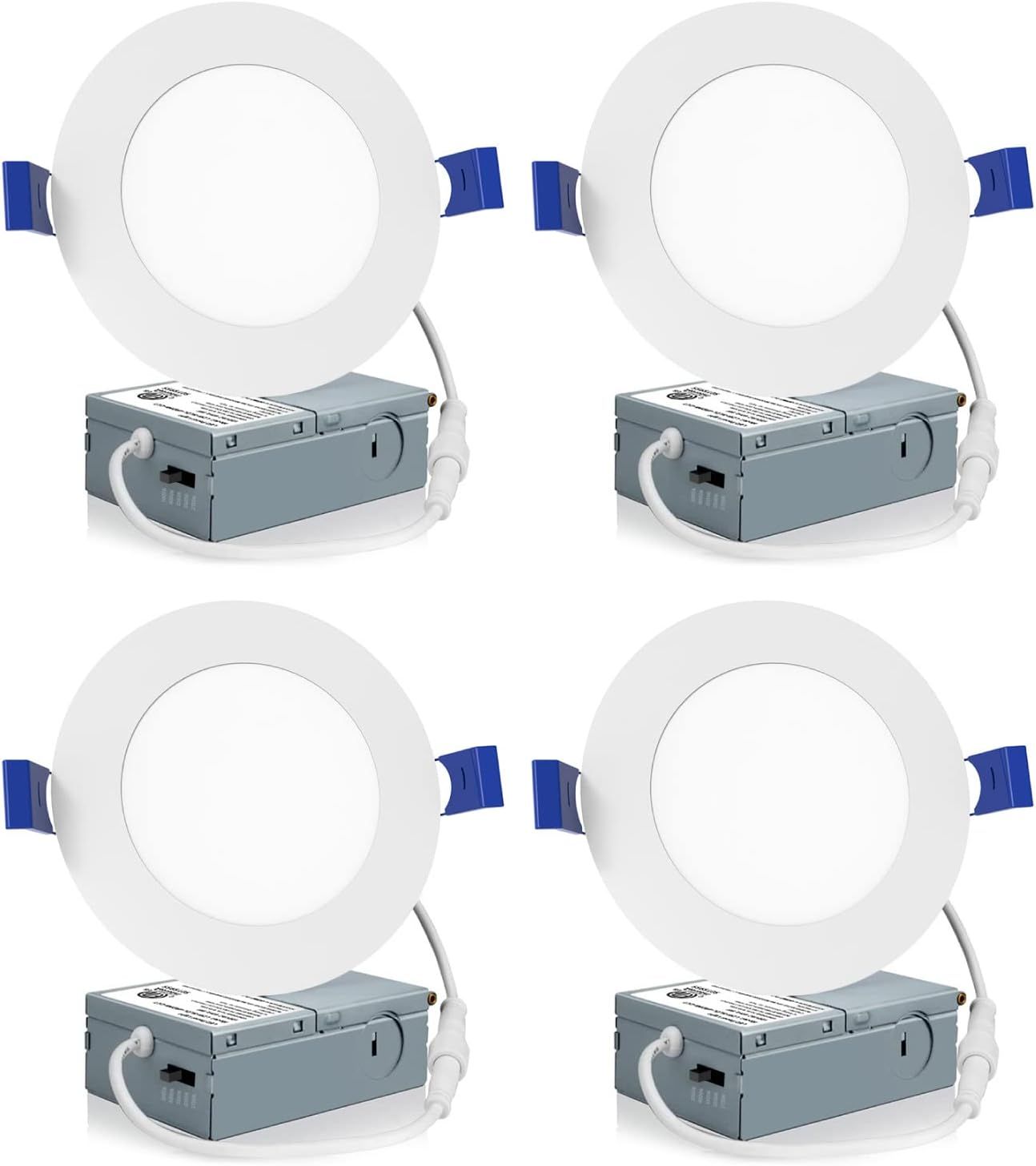 4 Pack 4 Inch LED Recessed Ceiling Lights Dimmable Canless Downlights with Junction Box