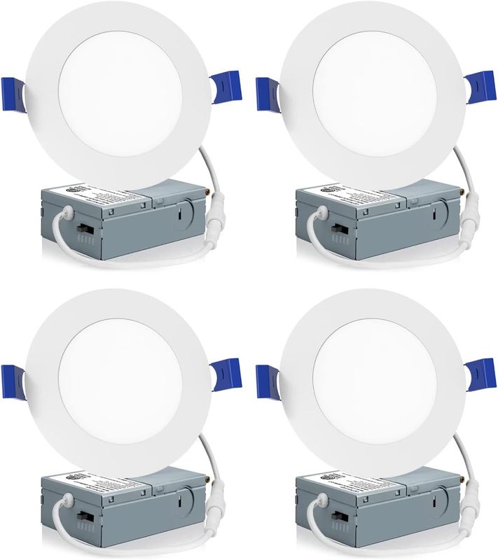 4 Pack 4 Inch LED Recessed Ceiling Lights Dimmable Canless Downlights with Junction Box