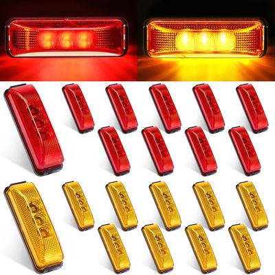 20 Pieces 3.9 Inch LED Marker Lights Amber and Red Waterproof for Truck, Trailer, RV &amp; Exterior