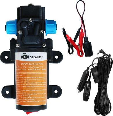 12V Heavy Duty Fuel Transfer Pump 85GPH High Flow for Gasoline and Diesel