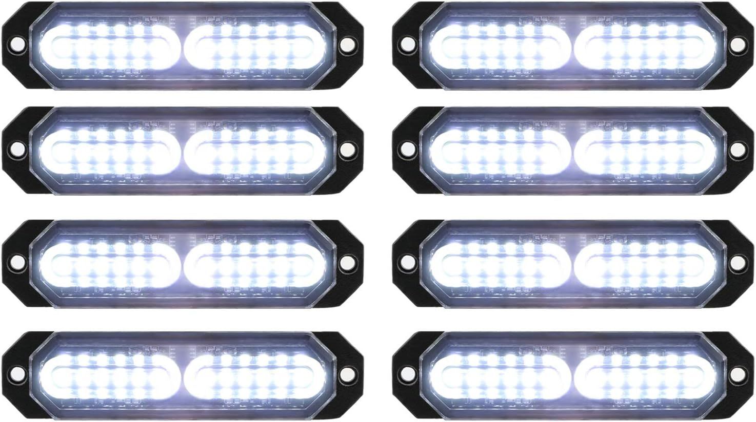 Ultra Slim White LED Emergency Warning Strobe Lights Surface Mount For Tow &amp; Construction Trucks