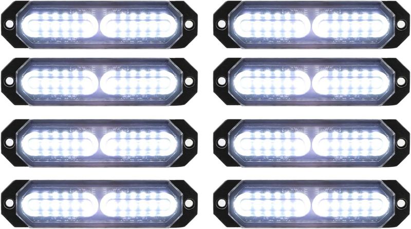 Ultra Slim White LED Emergency Warning Strobe Lights Surface Mount For Tow &amp; Construction Trucks