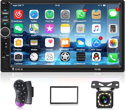 Double Din Car Stereo 7 Inch Touch Screen with Bluetooth &amp; Backup Camera