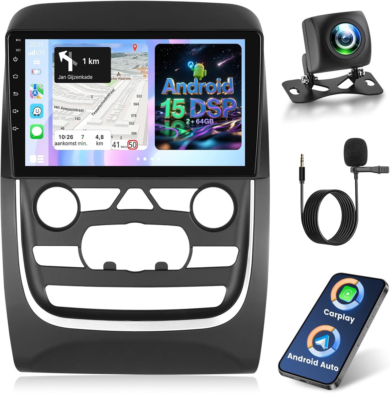 Dodge Durango 2014–2020 Wireless CarPlay Android Auto Car 9 Inch Stereo with Backup Camera