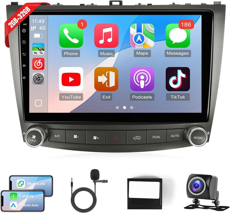 Lexus IS250-IS300-IS350 2006–2012 Android Auto Touch Screen Car Stereo &amp; Backup Camera