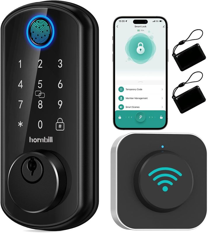 Smart WiFi Fingerprint Door Lock With Keyless Entry Deadbolt And Application Control