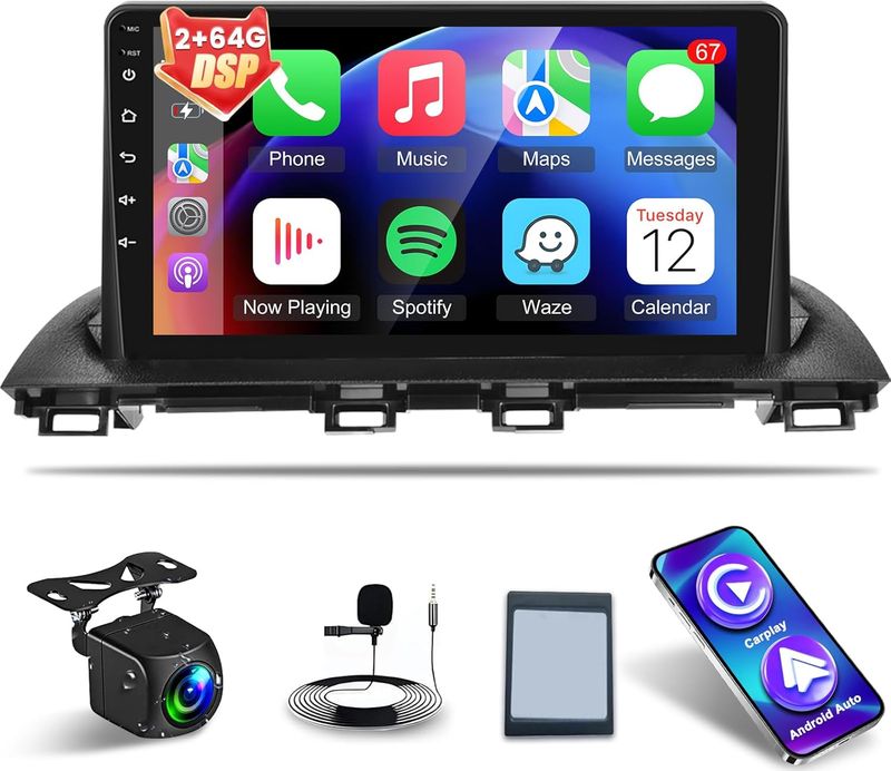 Mazda 3 Axela 2014–2019 Android Car Stereo 9” HD Touch Screen with Wifi, DSP &amp; Backup Camera