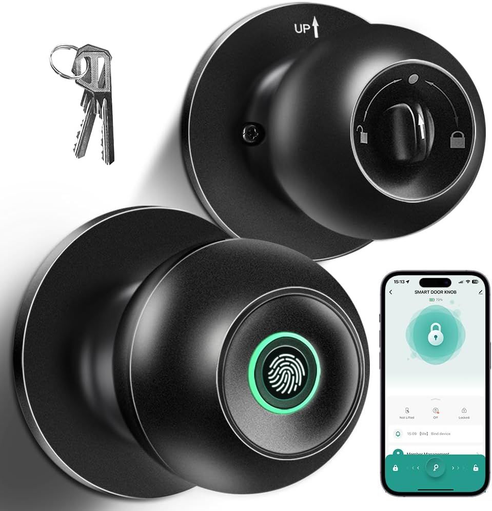 Smart Fingerprint Door Lock with App Control Keyless Entry (Black Color)