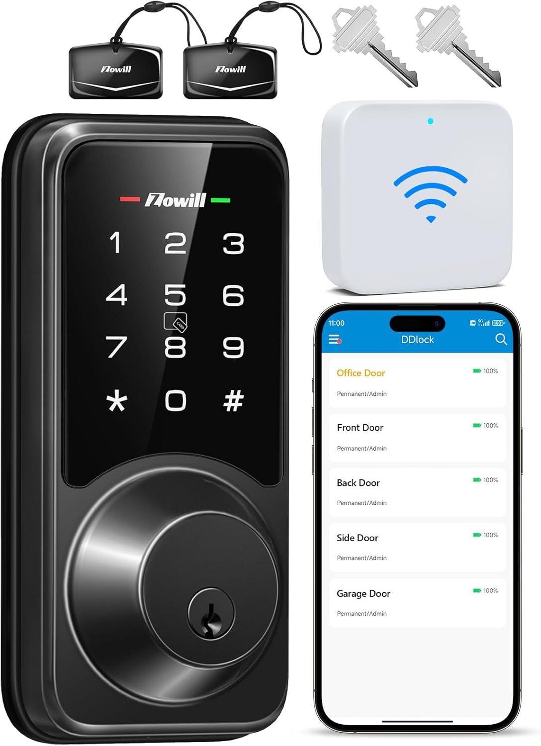 WiFi Smart Lock Touchscreen Keypad Auto Lock + Gateway Included