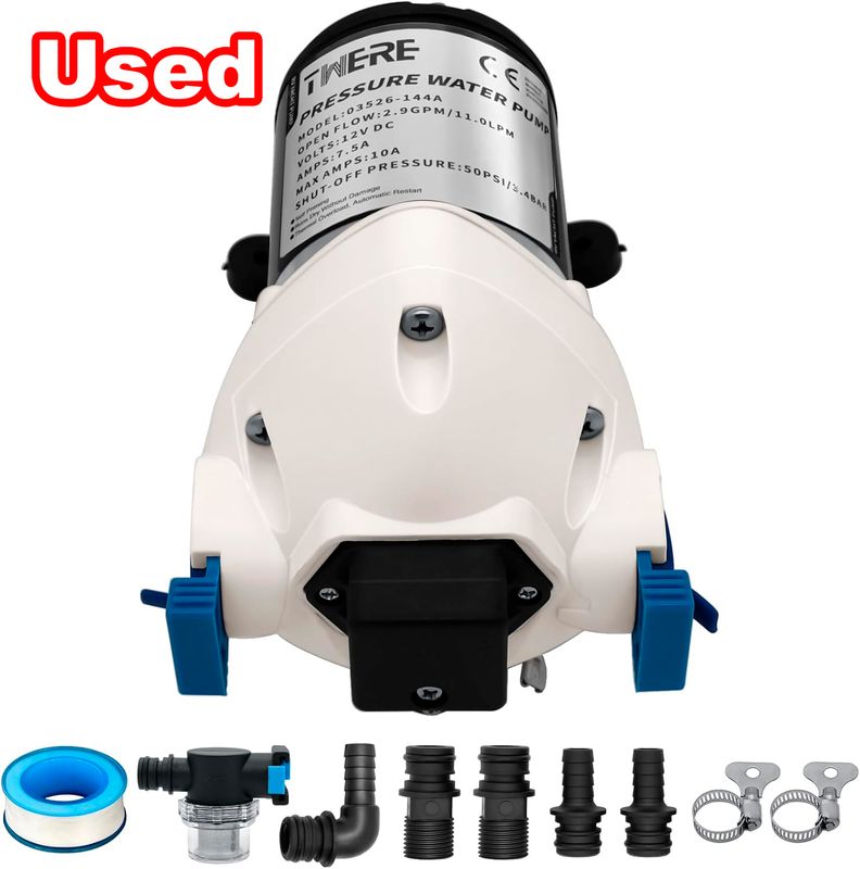 3 GPM 12V 50 PSI RV Water Pump with Strainer for RV, Camper &amp; Trailer System