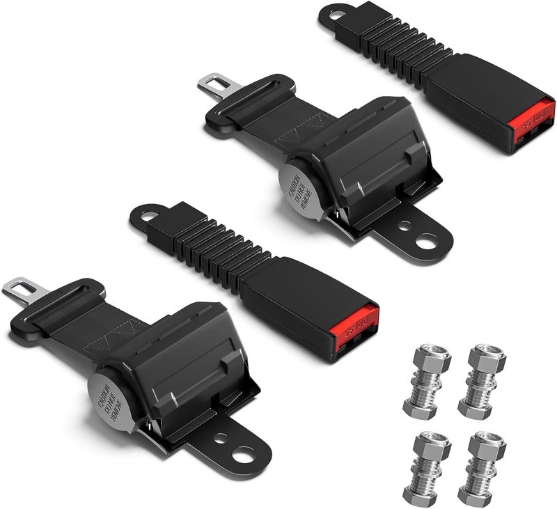 Golf Cart Seat Belt Kit 40 Inch Retractable Universal Safety Belts (2 Set)
