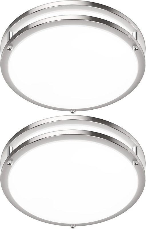 2 Pack 12 Inch LED Ceiling Light 36W 3200LM Dimmable 3CCT Flush Mount White Fixture Set