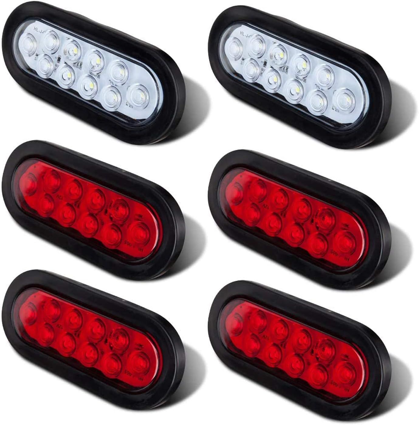Commercial Grade 6" LED Oval Tail Lights Kit High Visibility for Truck, Trailer &amp; RV