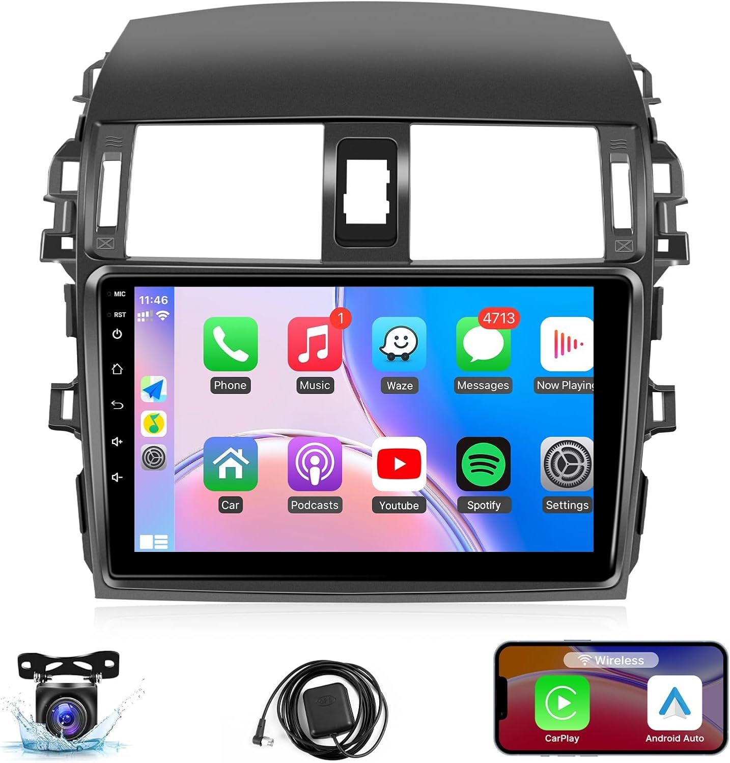 Toyota Corolla 2009-2013 Car Stereo 9 Inch with Android Auto, CarPlay, Bluetooth, GPS &amp; Backup Camera