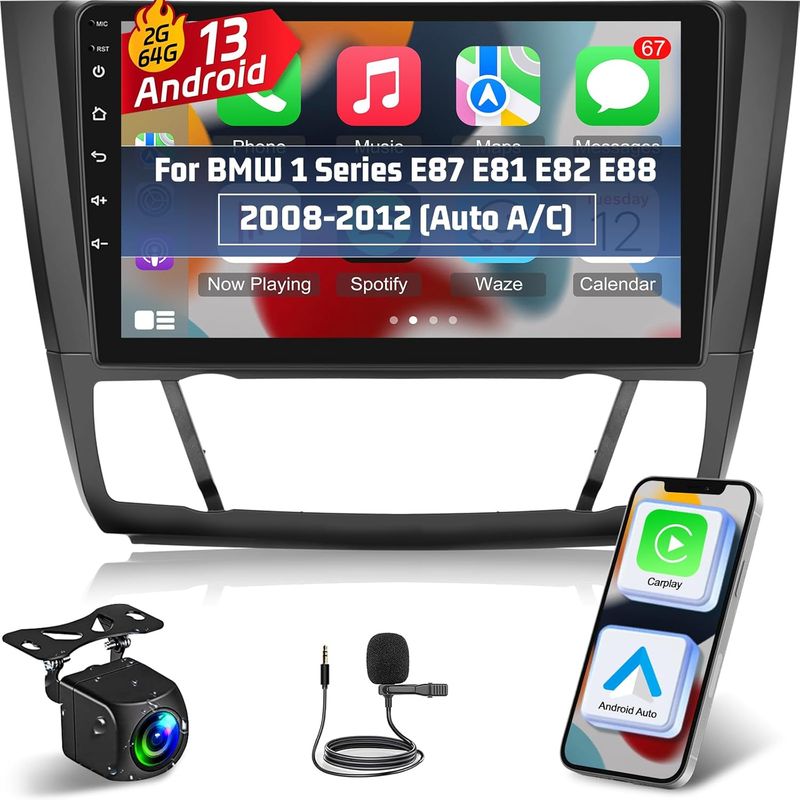 BMW 1 Series E87 E81 E82 E88 2008-2012 Car Stereo 9 Inch with CarPlay, Android &amp; Backup Camera