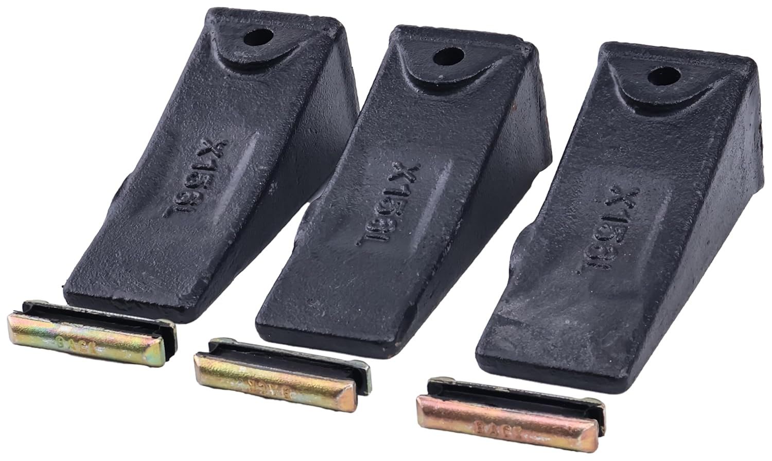 3PCS Bucket Teeth with Roll Pins X156L TX156 Heavy Duty for Backhoe Loader, Excavator &amp; Skid Steer