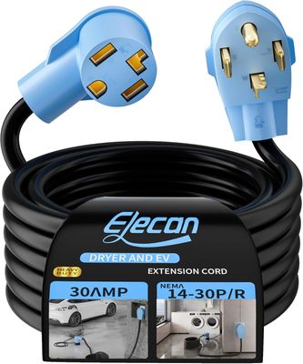 30FT Dryer Extension Cord 30 Amp 4 Prong NEMA 14-30 for EV Charging